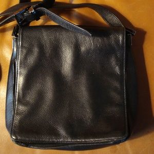 Bloomingdales black leather crossbody/shoulder bag